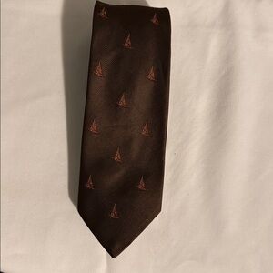 Brown Sailboat Patterned Tie